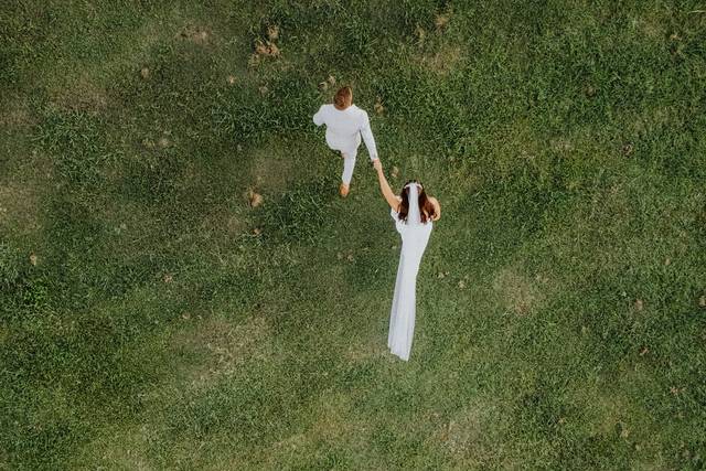 Aerial drone shot of ceremony