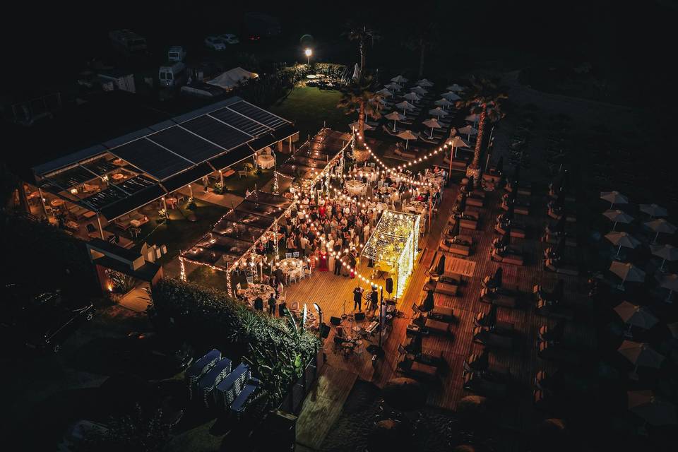 Aerial drone shot of ceremony