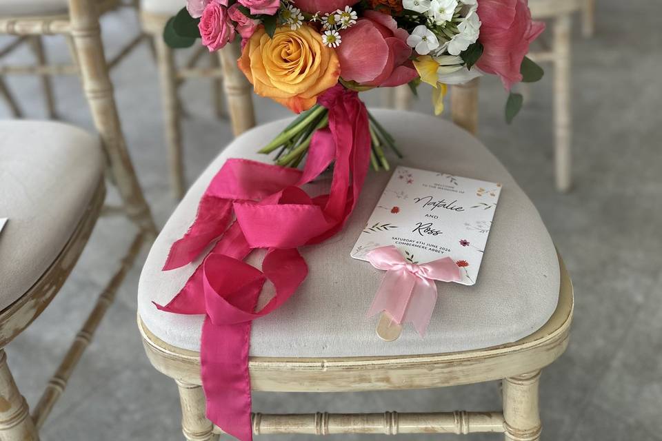 Pink and orange bridal bouquet