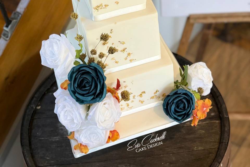 Square teal cake Dodmoor House