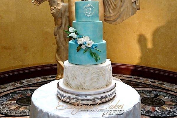 Marble navy wedding cake