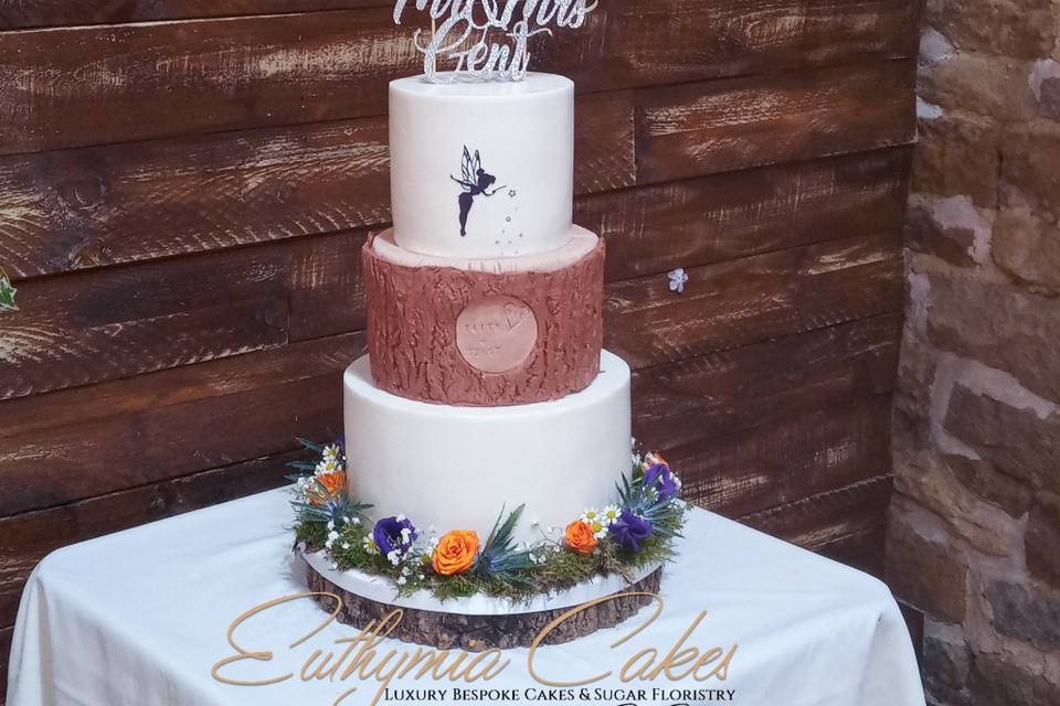 Tinkerbel inspired wedding cak