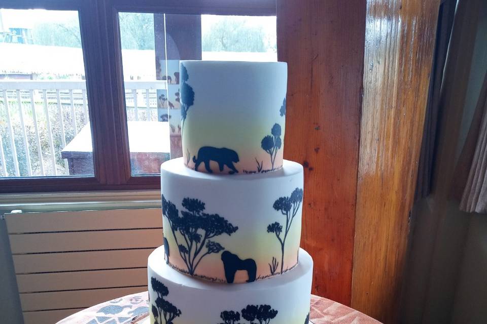 Safari themed wedding cake