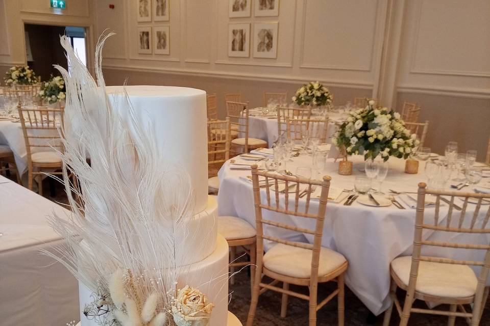 Birch tree bark wedding cake