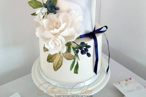 White on white wedding cake