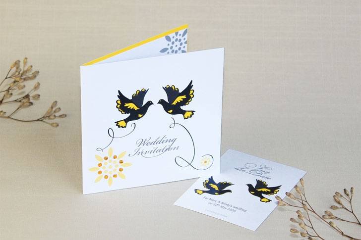 Doves wedding invitation