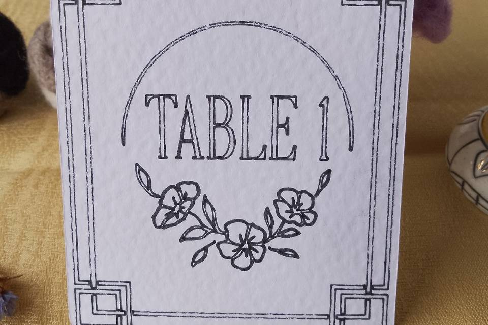 Table Number Card