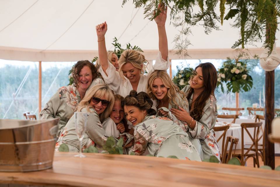 Bridesmaid cuddle puddle