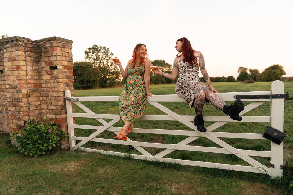 Cocktail hour on a gate?