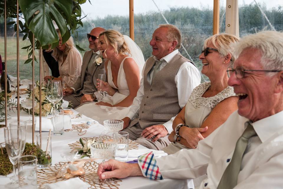 Top table giggling away