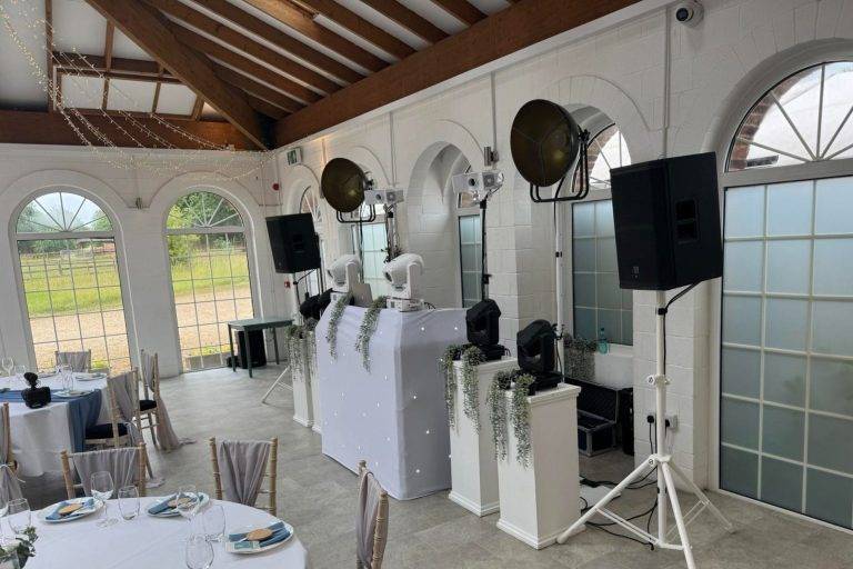 White disco set up
