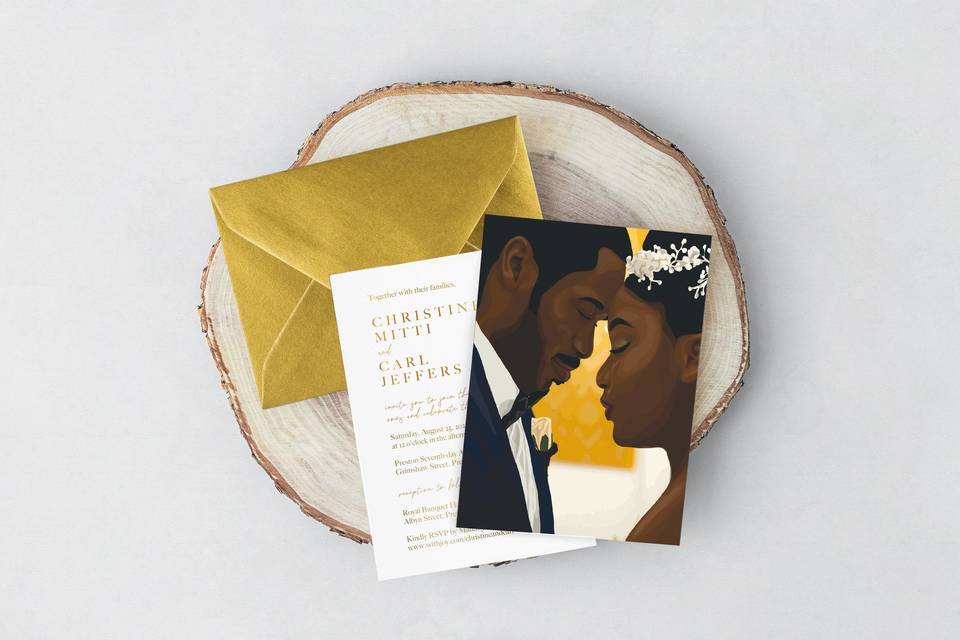 Gold foil invitation