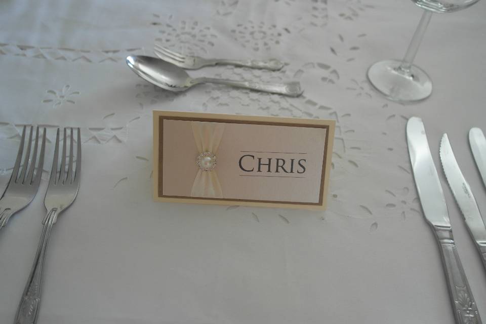 Pearlised Diamante place card