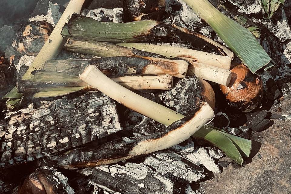 Burnt leeks and onions