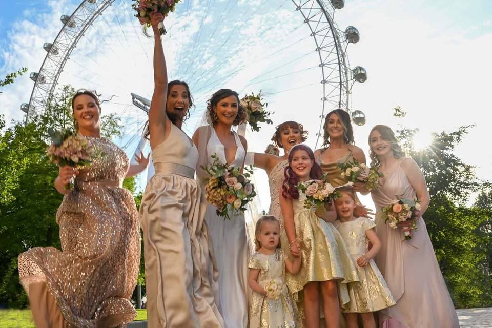 Bridal party at the London Eye