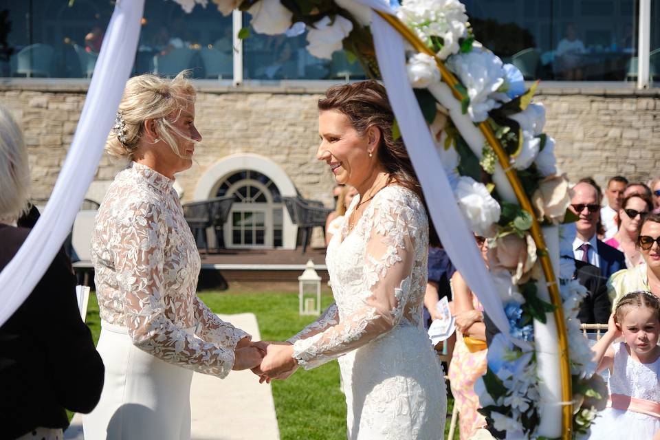Brides making their vows