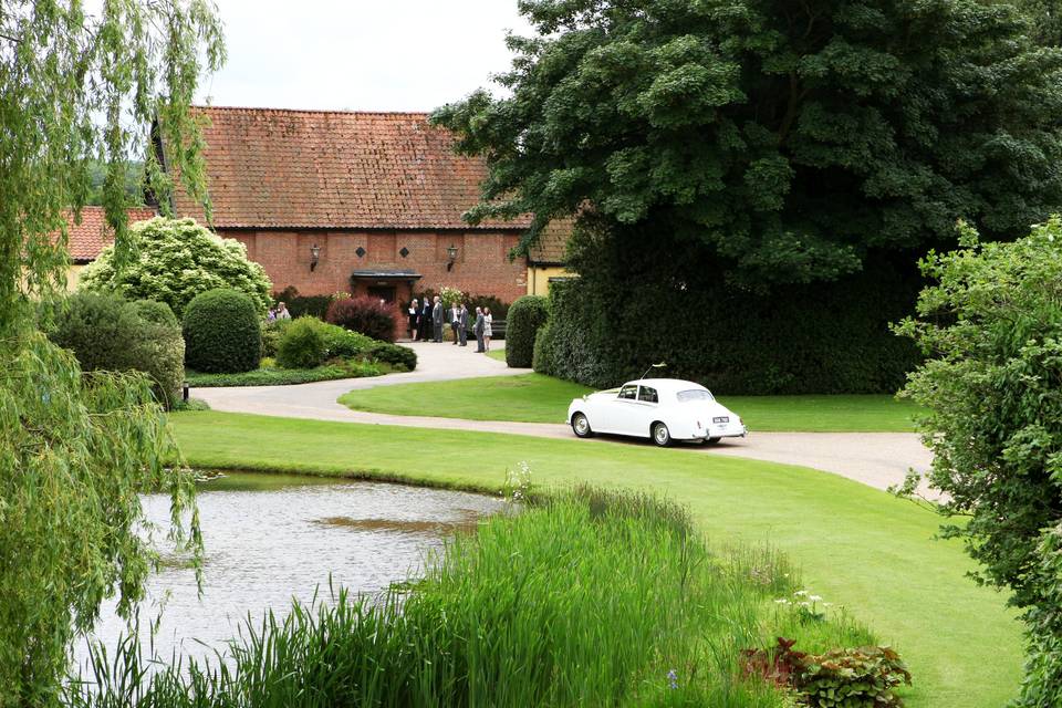 Arriving at Haughley Park Barn