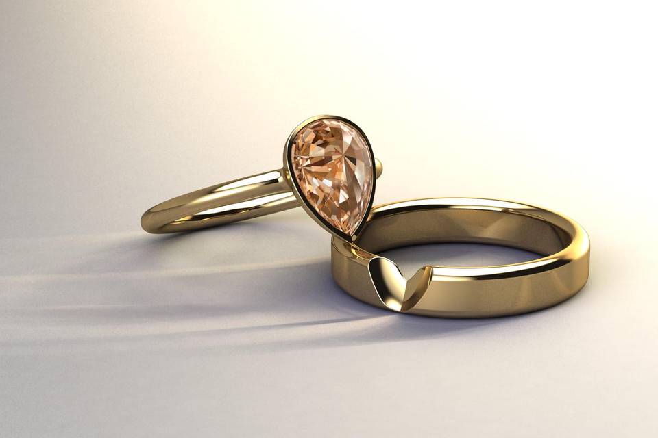 Cognac Diamond and gold set