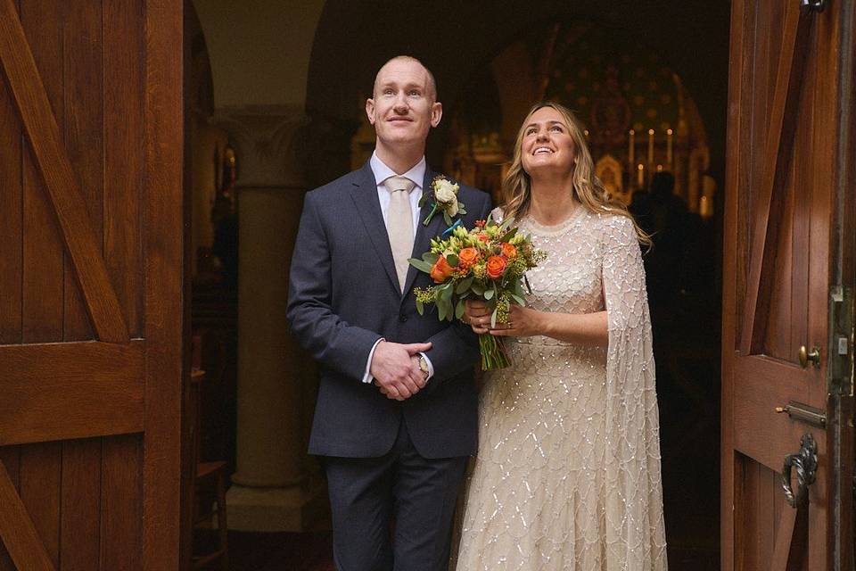 Walking out of the church