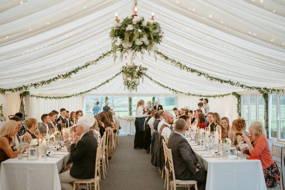 Straight Tables in the Marquee