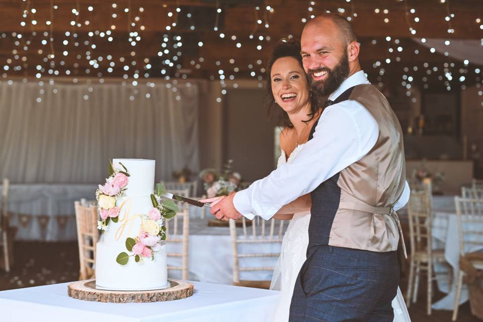 Staged cake cut