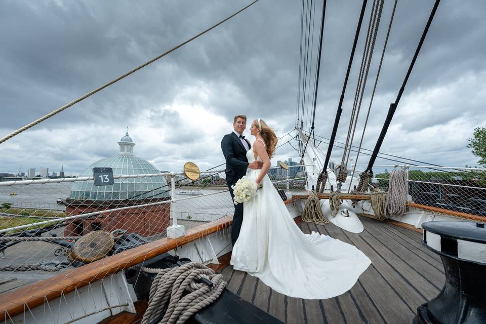 Couple on the weather deck