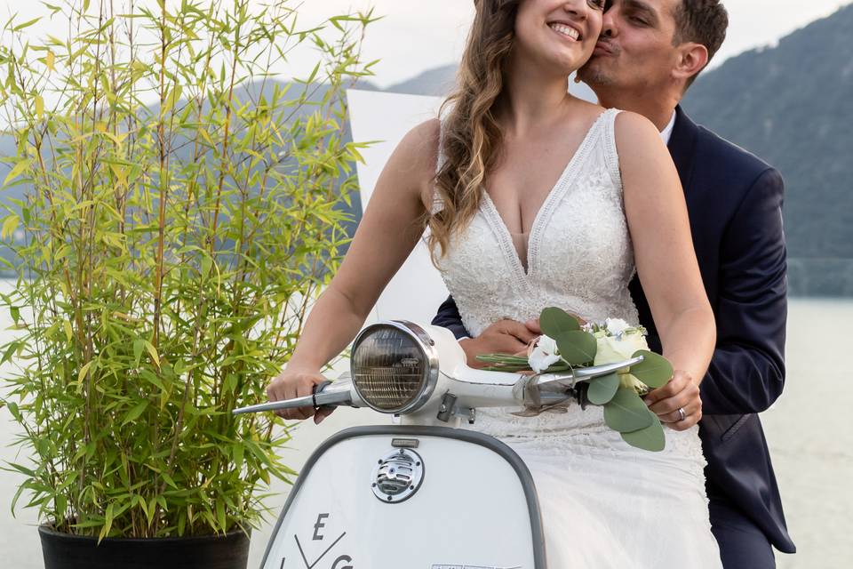 Vespa couple wedding