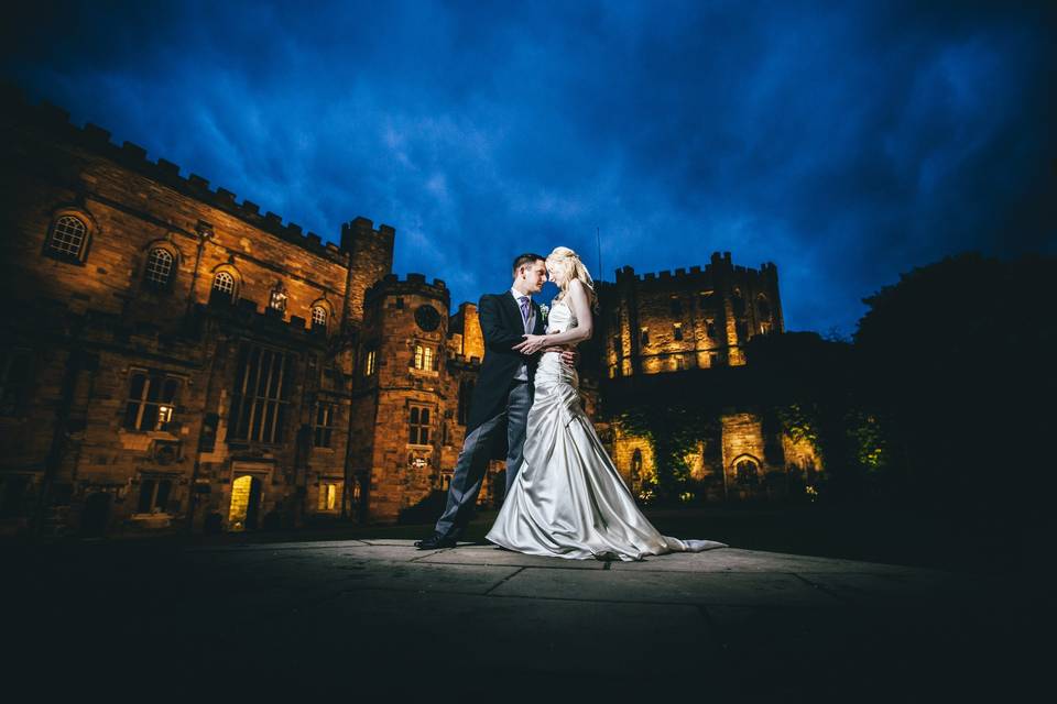 Durham Castle lit up at night