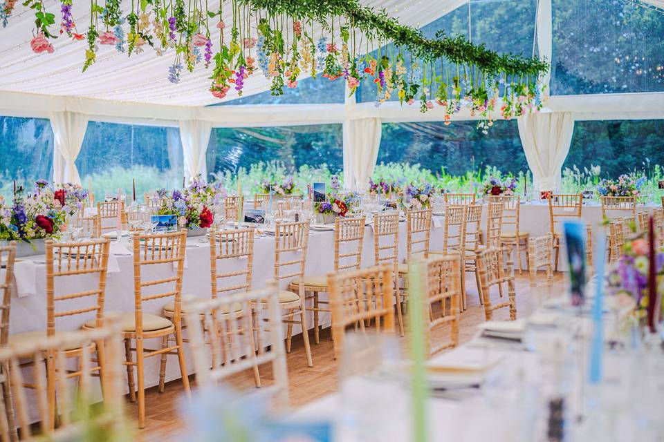 Bespoke decor in the marquee