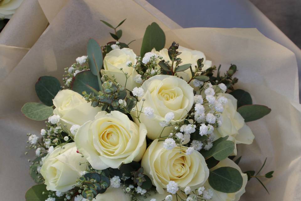 White Roses & Gypsophila