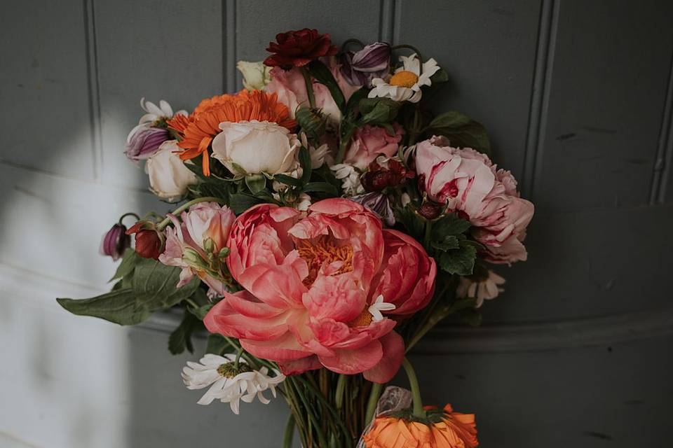 Colourful wild bridal bouquet