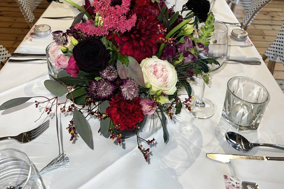 Dark flower centerpieces