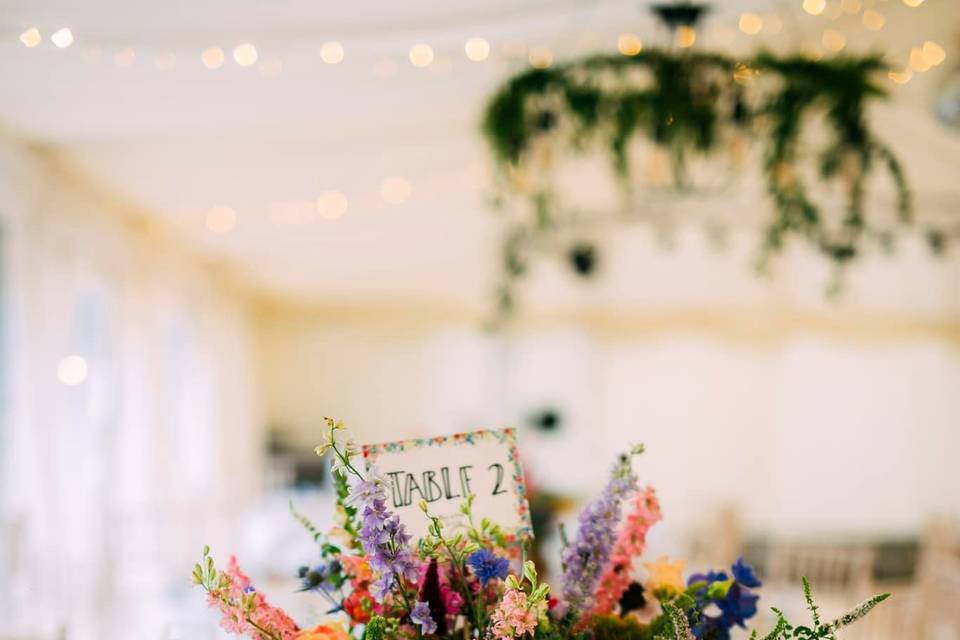 Colourful table arrangement