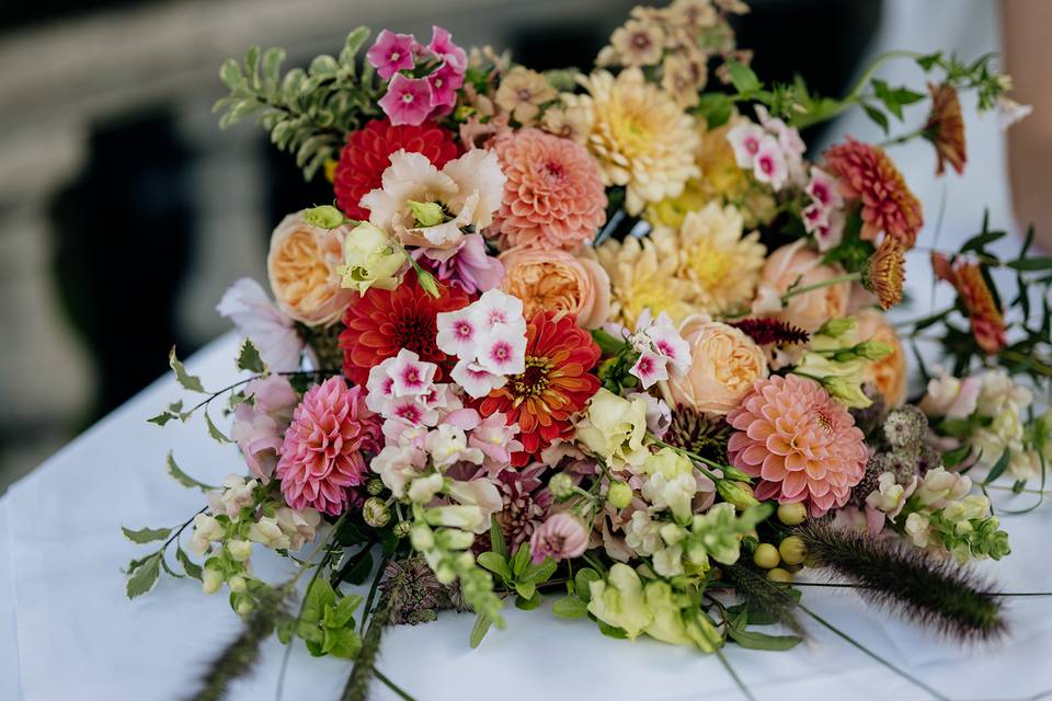 Colourful bridal bouquet