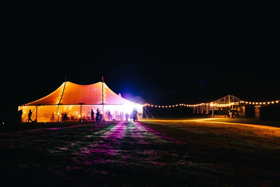 Lit walkway and Sailcloth Tent
