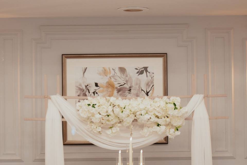 Silk head table backdrop
