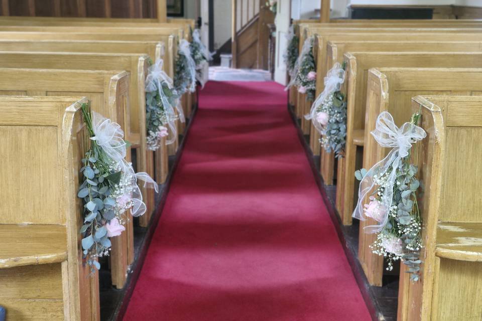 Church tied pew ends