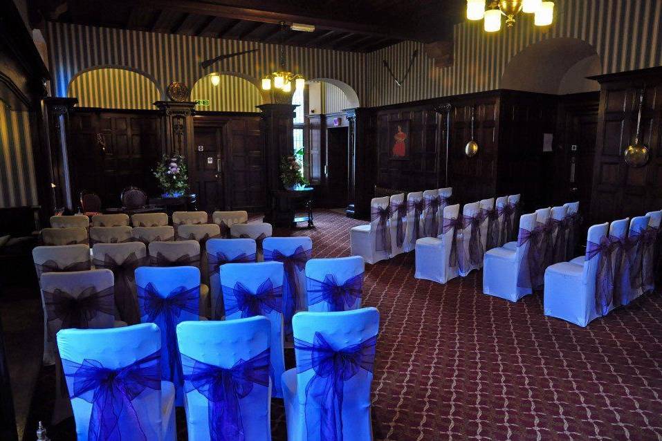 Ceremony in the oak-panelled Lounge at Friars Carse