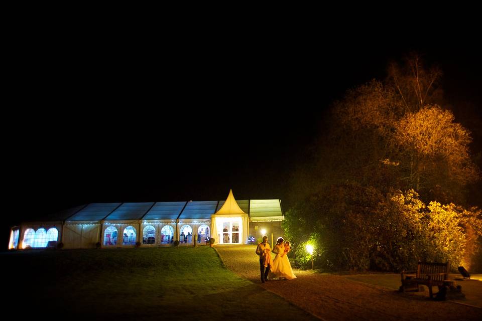 Friars Carse Wedding Marquee at night
