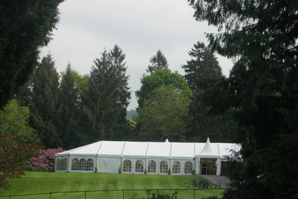 Marquee adjacent to the main house and the River Nith