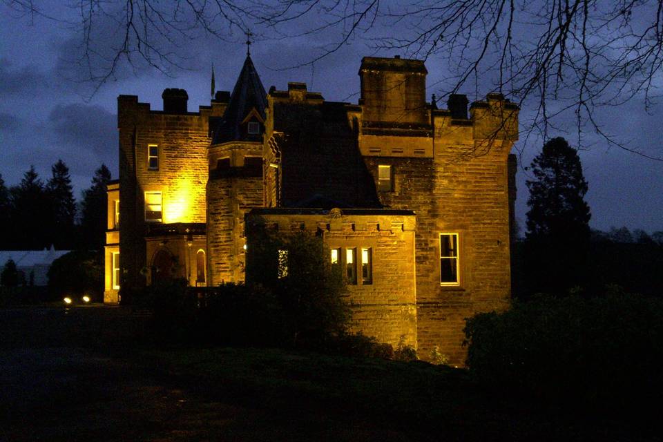 Friars Carse floodlit at night