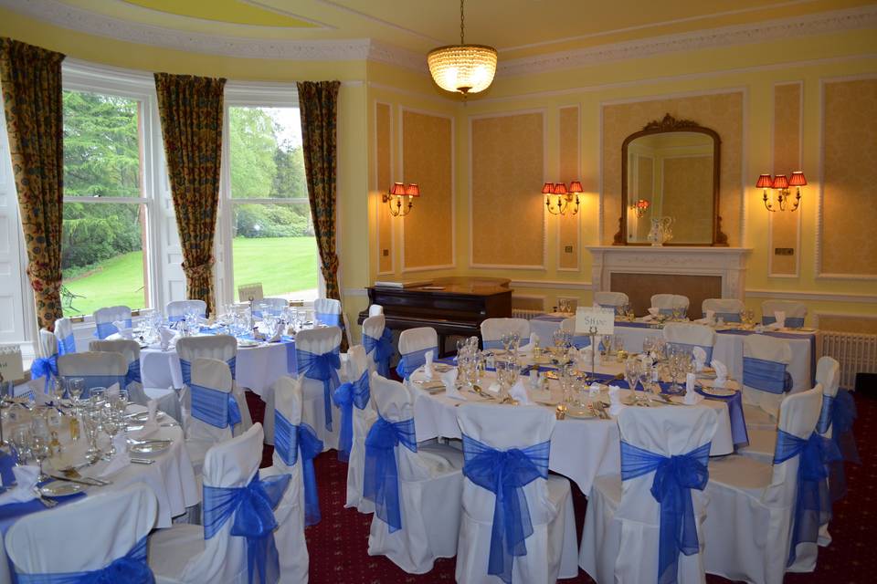 Wedding reception set up inside Friars Carse