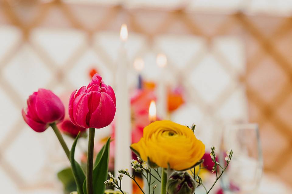 Coloured glass vases