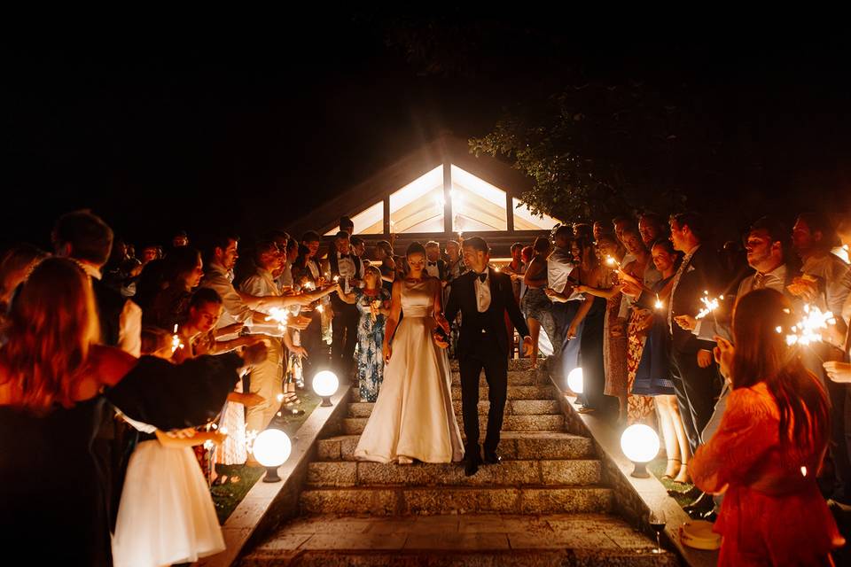 Sparklers on the steps!