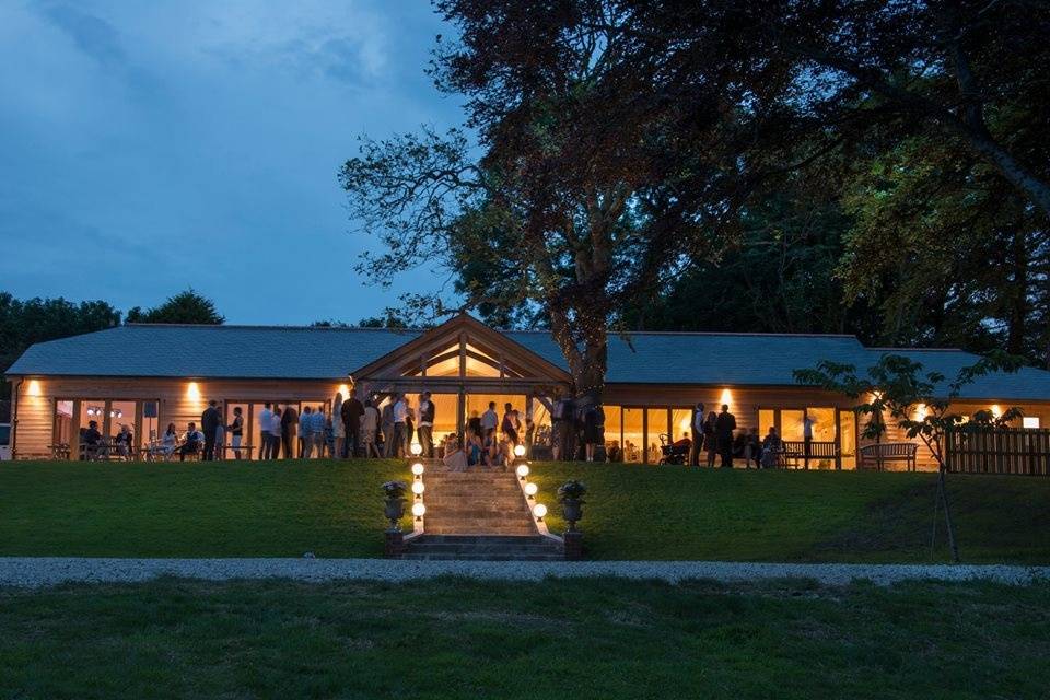 Wedding barn by night