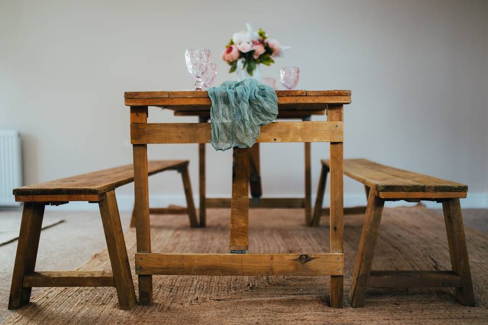 Trestle table and benches