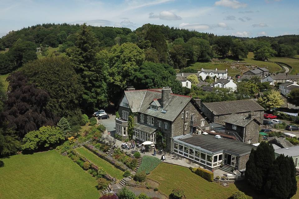 Aerial view of Sawrey House