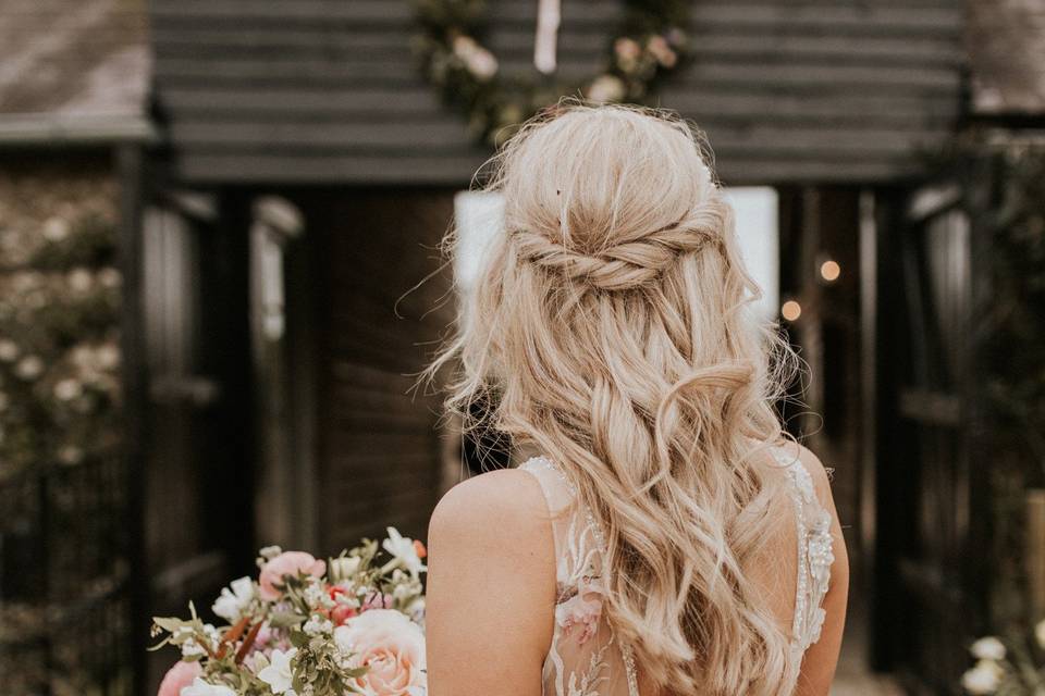Tousled bridal hair