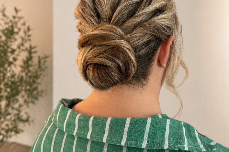 Soft textured hair updo