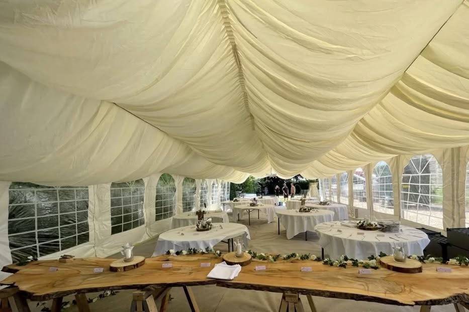 Dressed wedding marquee